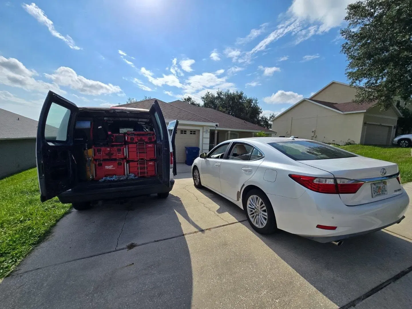 Fully organized mobile mechanic work van with Milwaukee Packout tool system